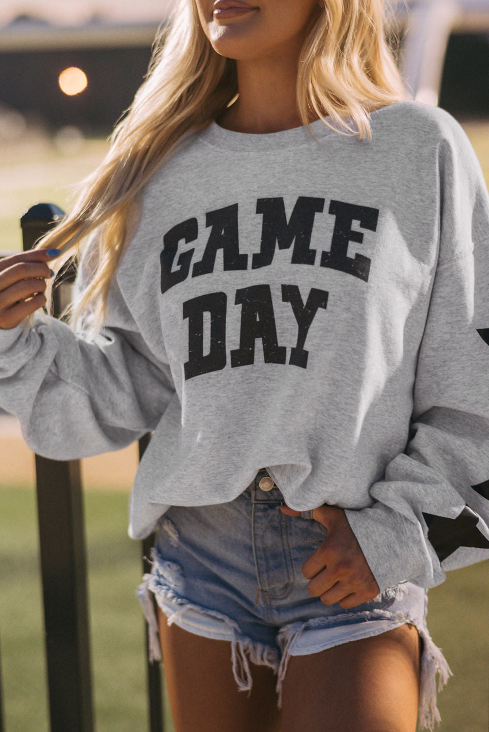Game Day Graphic Game Day Football Season Gray Sweatshirt