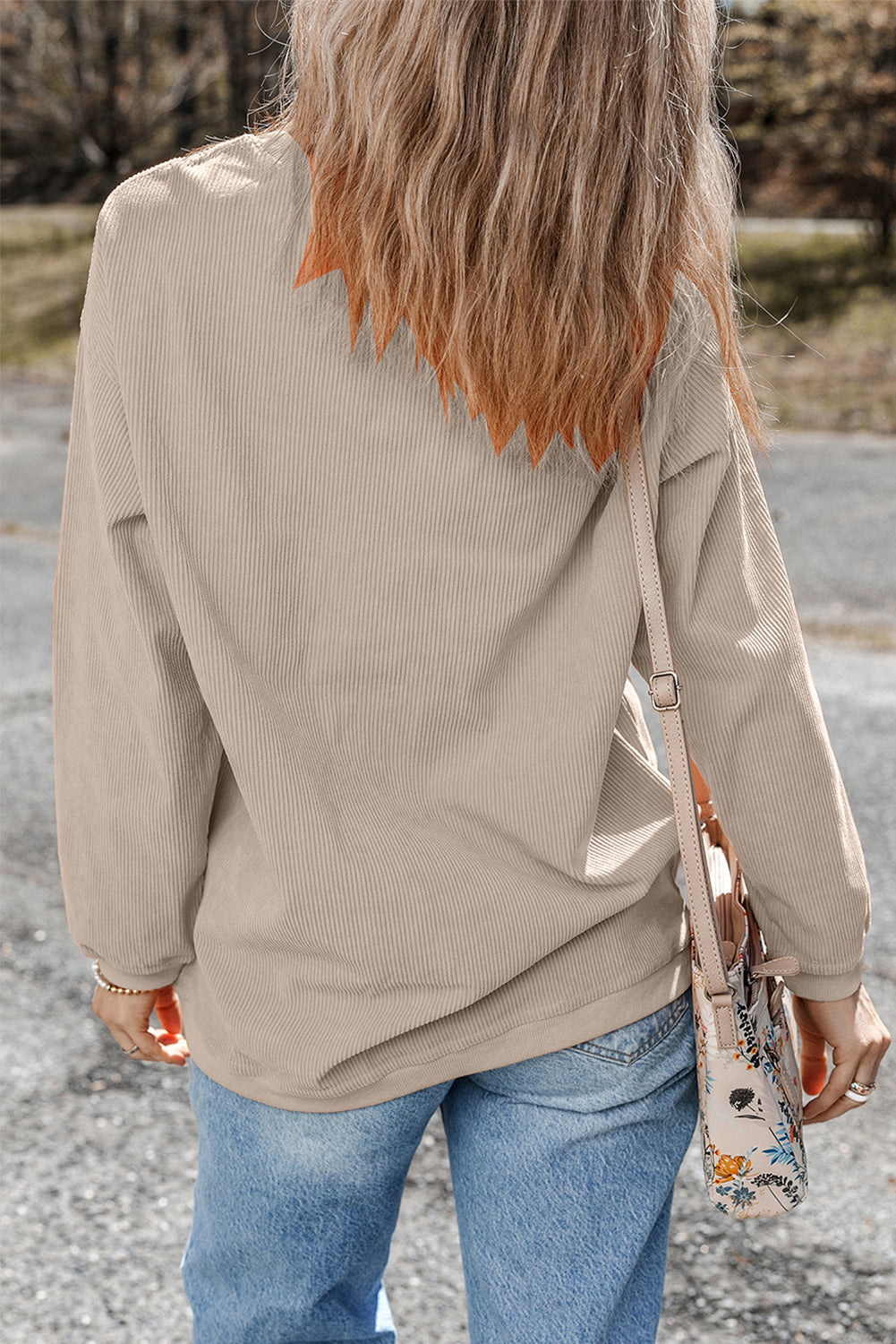 Western Sequined Cowboy Boots Graphic Corded Gray Sweatshirt