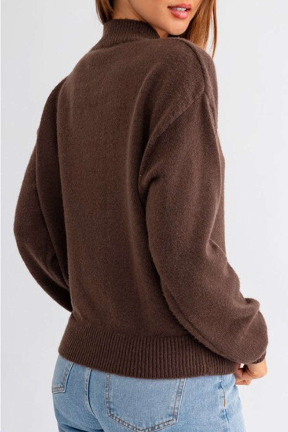 Howdy Western Boot Graphic High Neck Sweater Coffee Brown