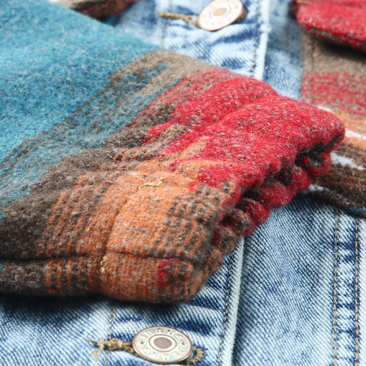Aztec Print Frayed Hem Denim Jacket