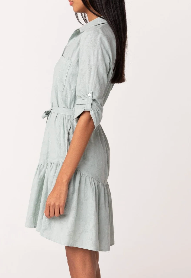 Sage Green Mini Shirt Dress | Lovestitch On The Road Button Up Dress, Boho Dress