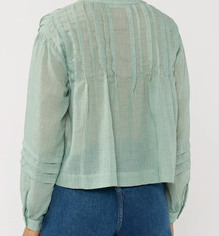 Sage Green Boho Blouse | Lovestitch Ray Of Light Lightweight Button Front Top