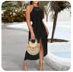 Embroidered Halter Top Dress