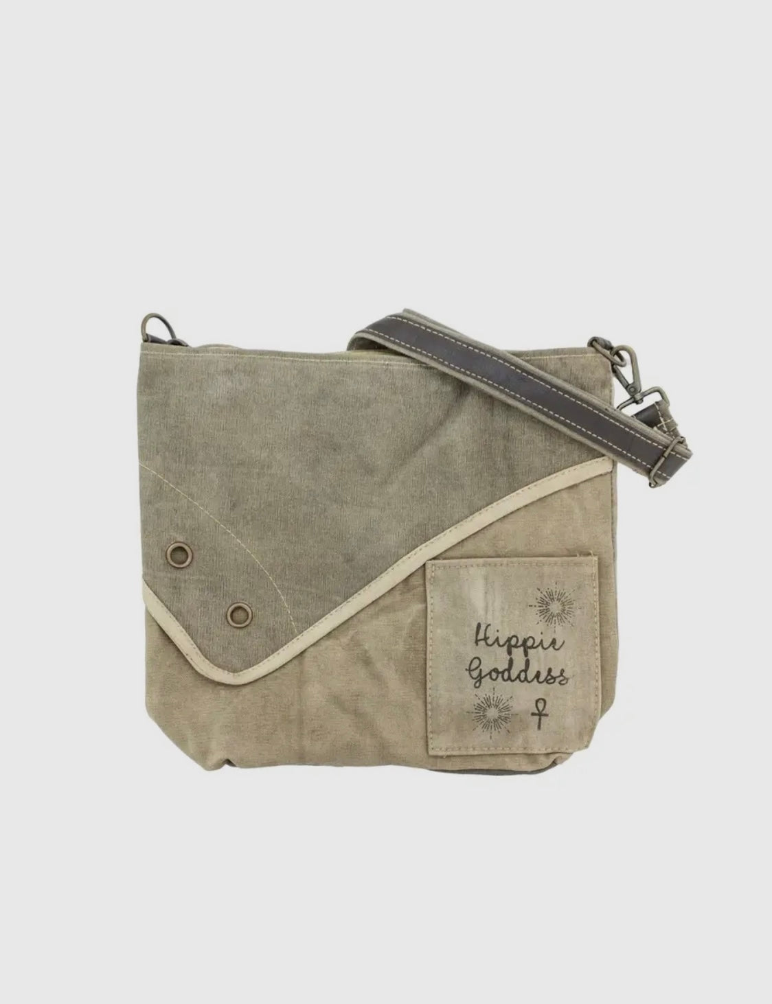 Women's Crossbody Handbags Made from Recycled Army Tent Military Green