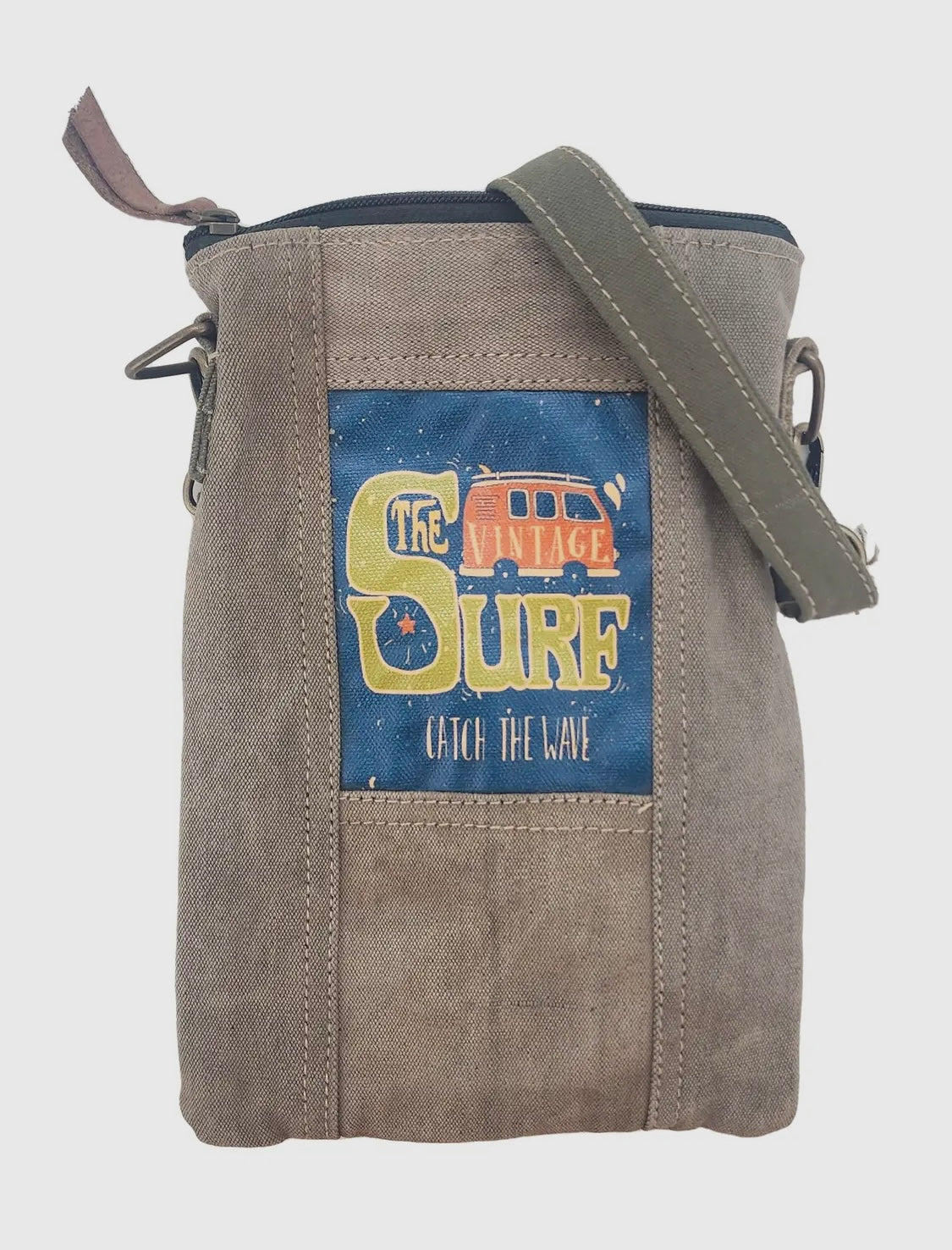 Women's Crossbody Handbags Made from Recycled Army Tent Military Green