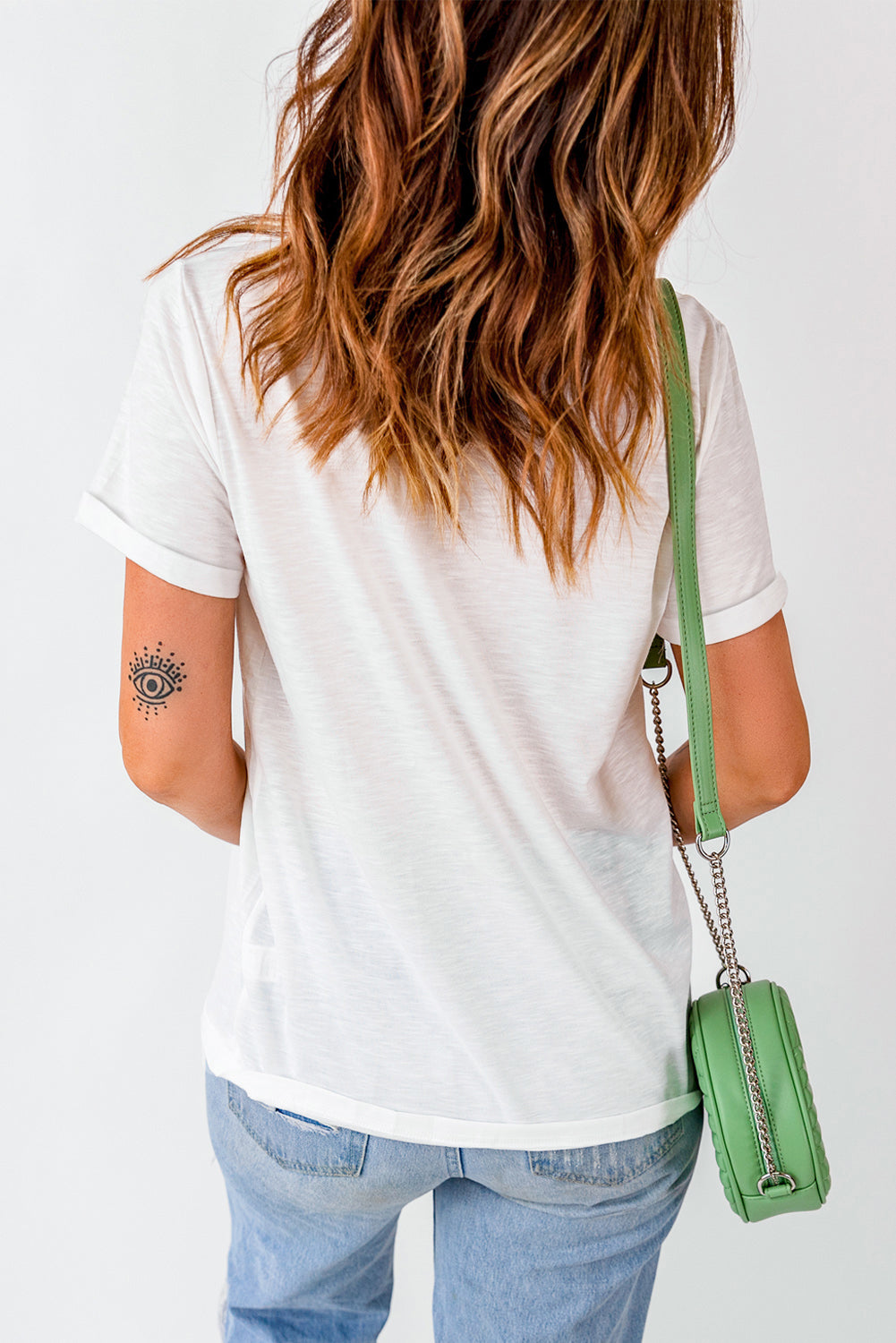 Just Here for the Cowboy White Cuffed Sleeve Crew Neck T Shirt