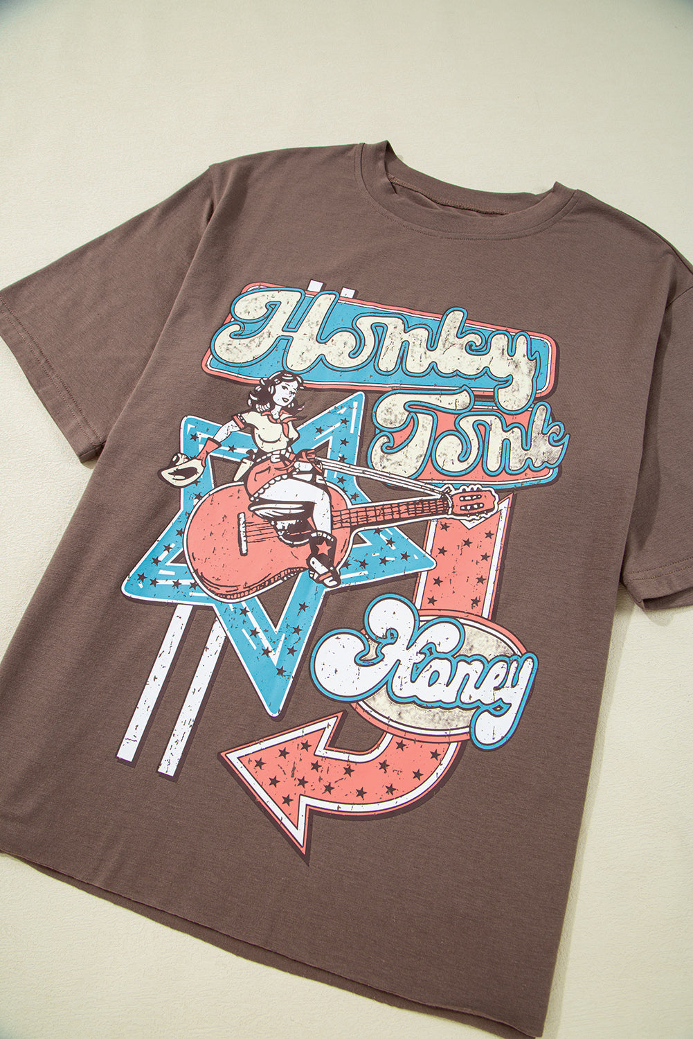 Honky Tonk Honey Coffee Graphic Crew Neck Western Fashion Tee