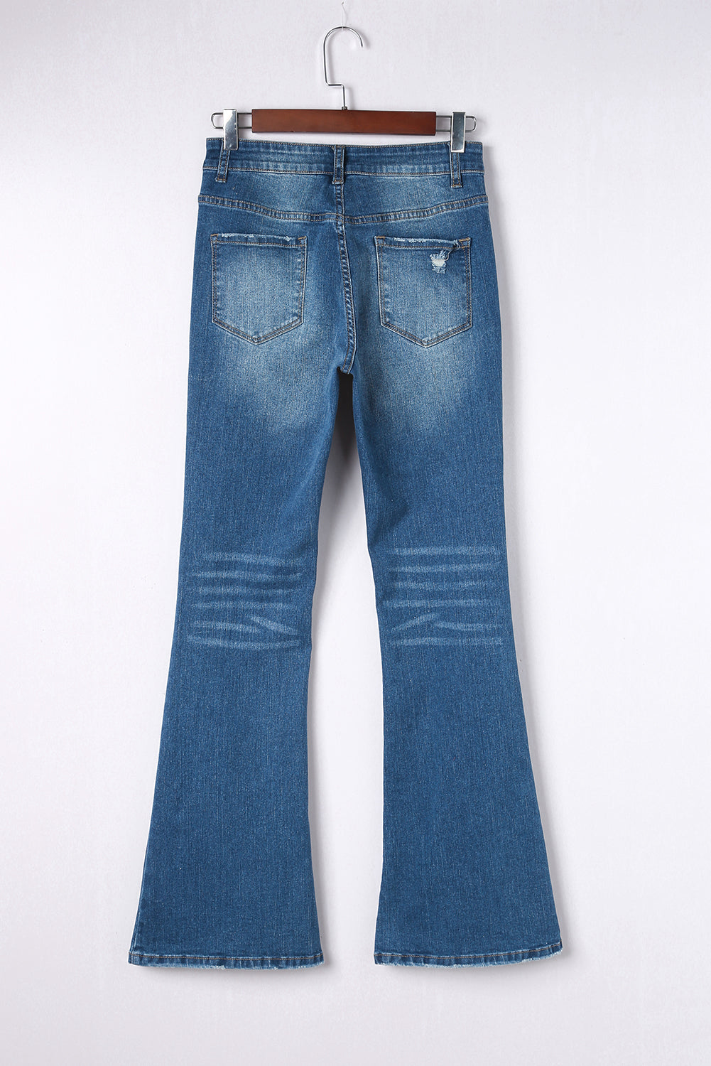 Graceful Horizon Sky Blue Medium Wash High Rise Flare Jeans Ladies Bootcut Flare Denim Jeans