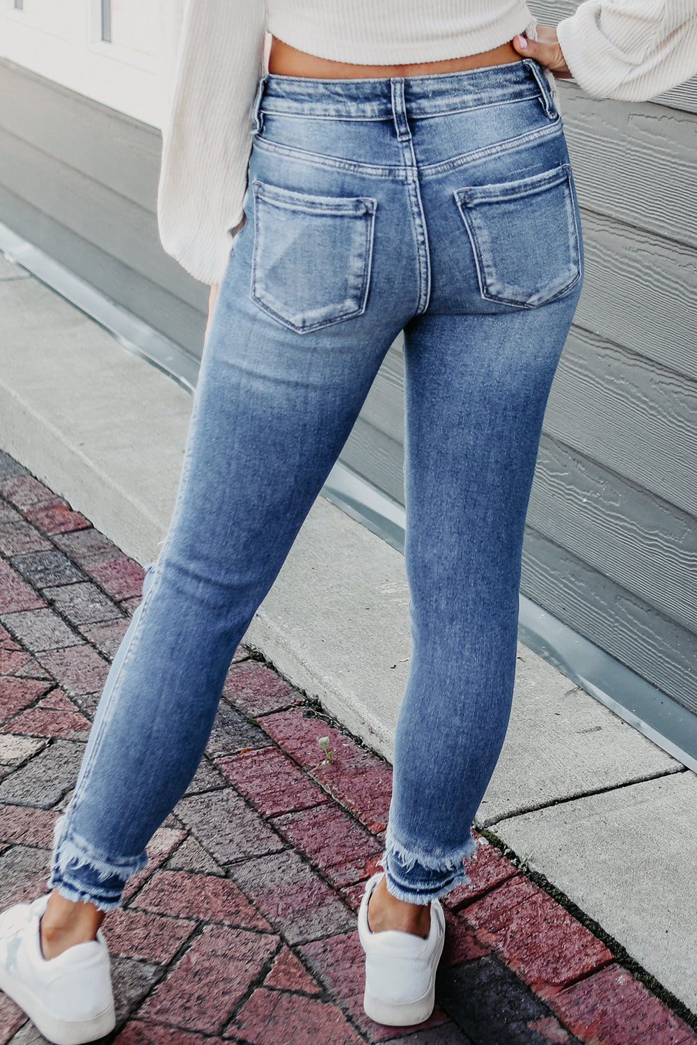 Sophie Light Blue Distressed Ankle Skinny Jeans