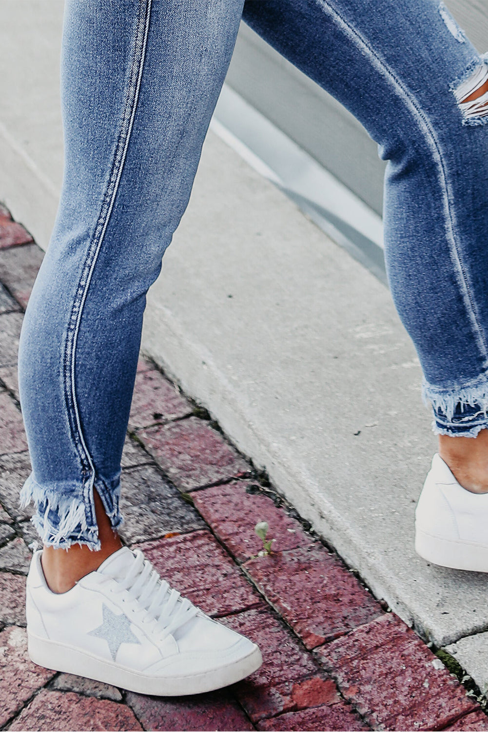 Sophie Light Blue Distressed Ankle Skinny Jeans