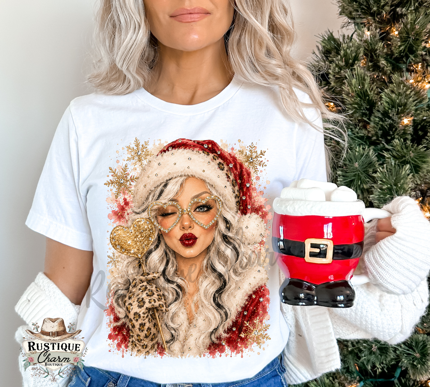 Glam Mrs. Claus Christmas Graphic Tee & Sweatshirt