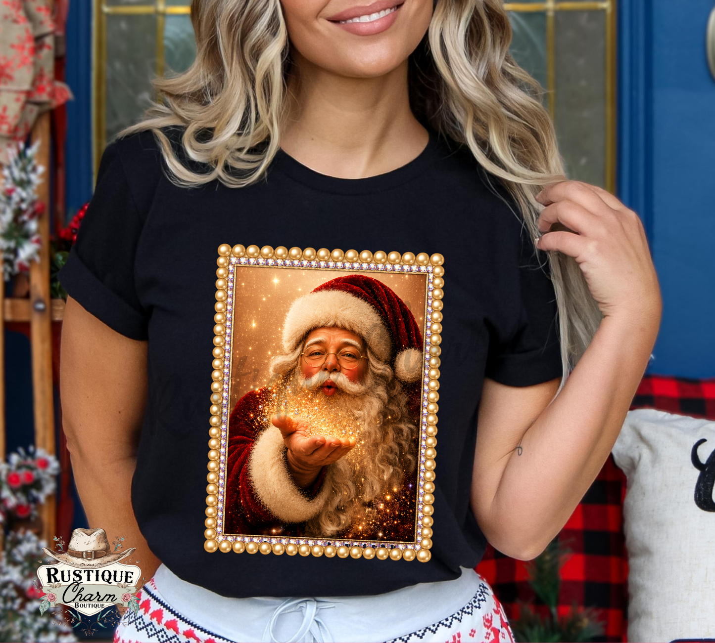 Santa Magic Pearl Frame Graphic Tee & Sweatshirt