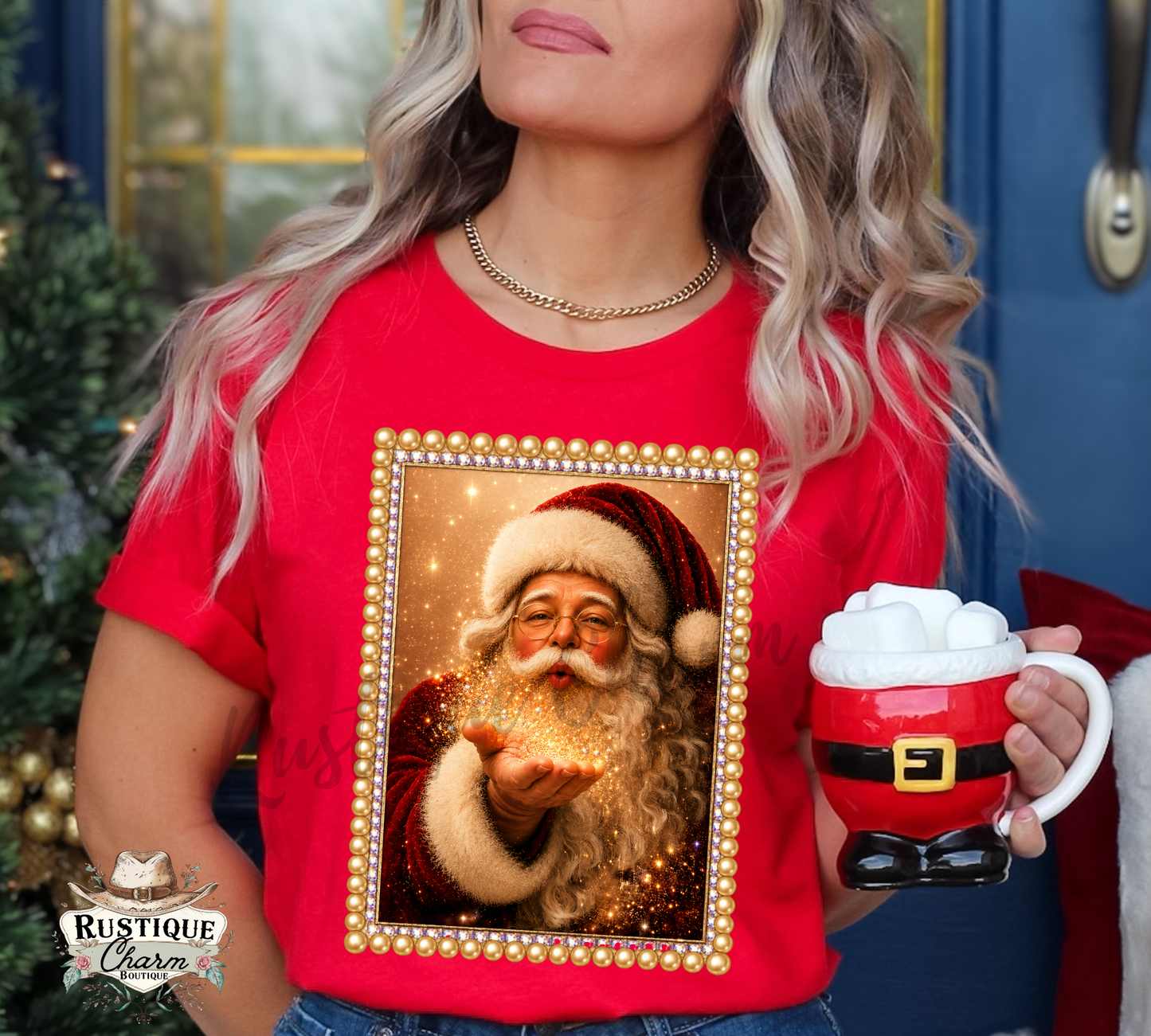Santa Magic Pearl Frame Graphic Tee & Sweatshirt