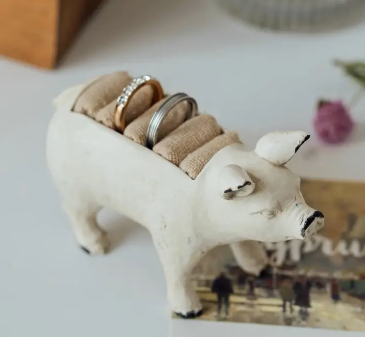 Resin Pig Jewelry Ring Holder Farmhouse Ranch Life Style