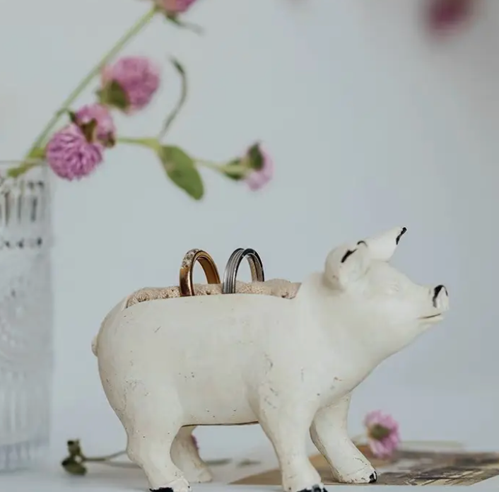 Resin Pig Jewelry Ring Holder Farmhouse Ranch Life Style