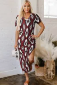 Brown Aztec Midi dress